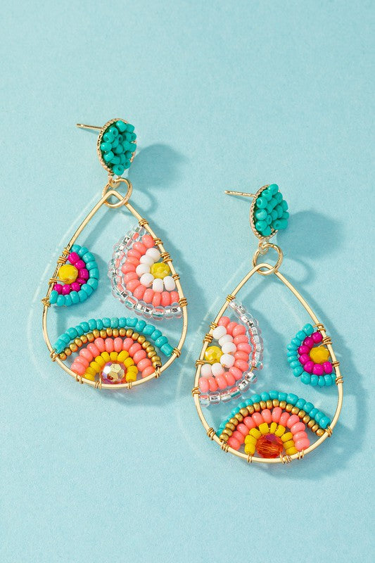 MULTICOLOR SEEDBEAD HOOP EARRINGS