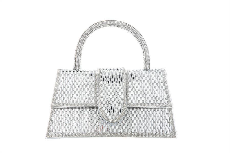 Rhinestone Blinged Top Handle Evening Handbag
