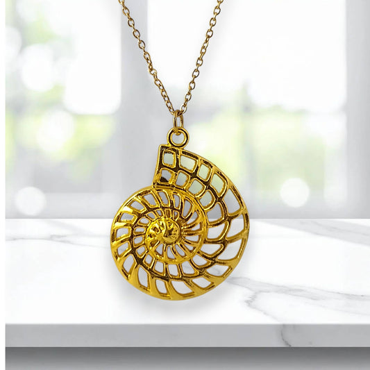 Golden Nautilus Shell Necklace