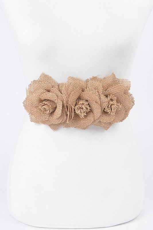 BURLAP FLOWERS ELASTIC BELT