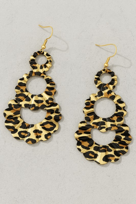 TIERED LEOPARD PRINT HOOP EARRINGS