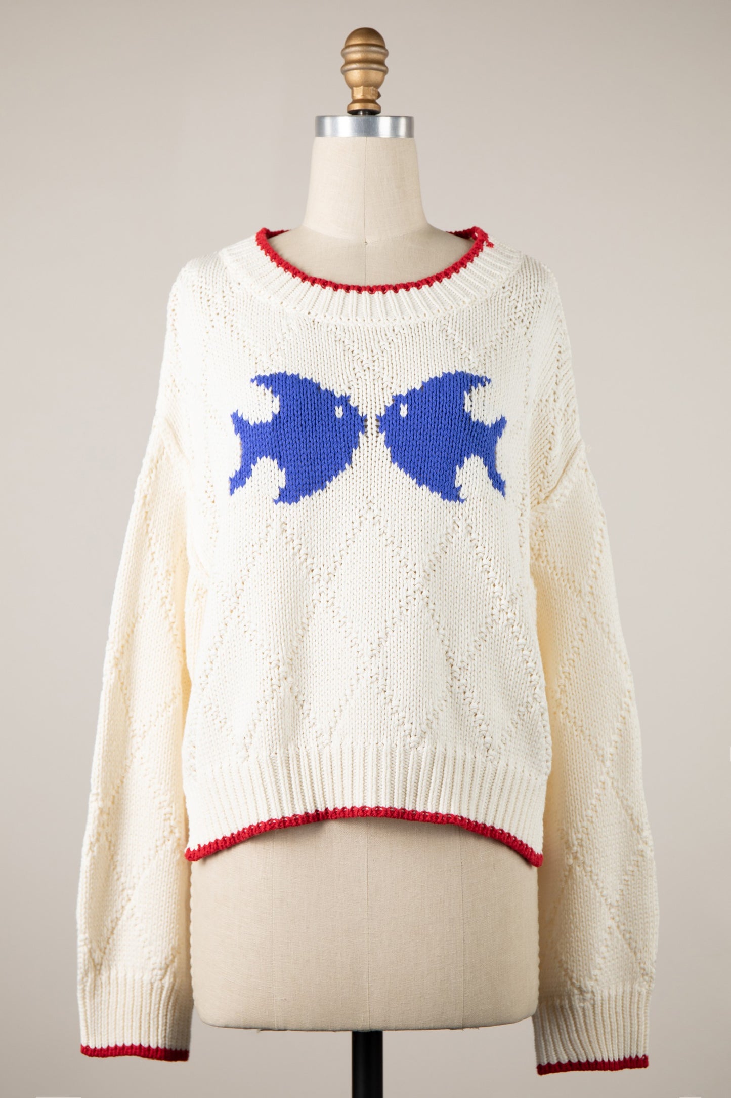 ALMOST KISSING BLUE FISH SWEATER
