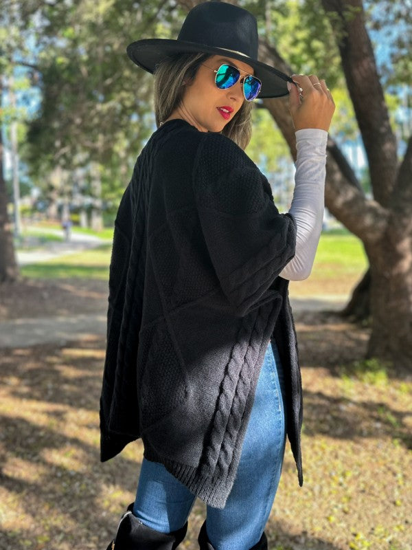 CAMILLE'S CABLE KNIT RUANA CARDIGAN