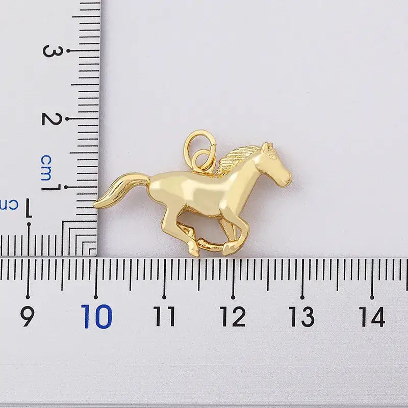 Horse Pendant Necklace Chain Gold Plated Jewelry