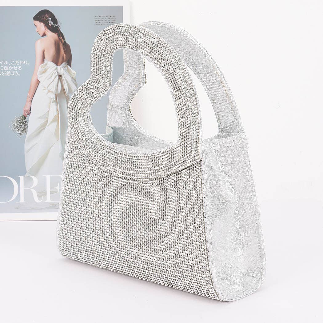 Heart Handle Rhinestone Clutch