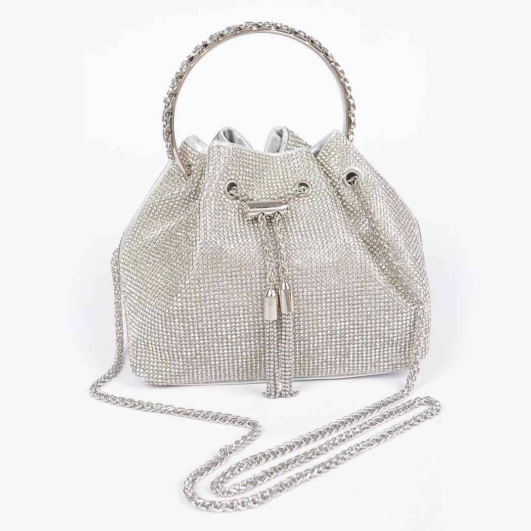 Rhinestone Top Handle Bucket Bag