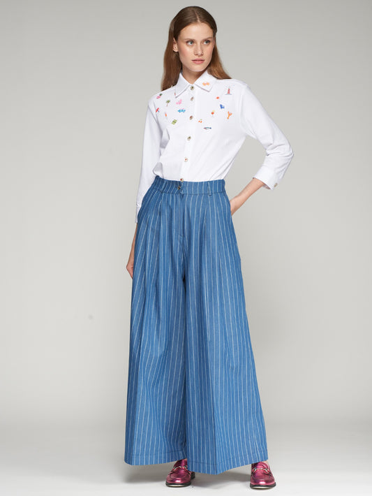 PINSTRIPED PALAZZO PANTS
