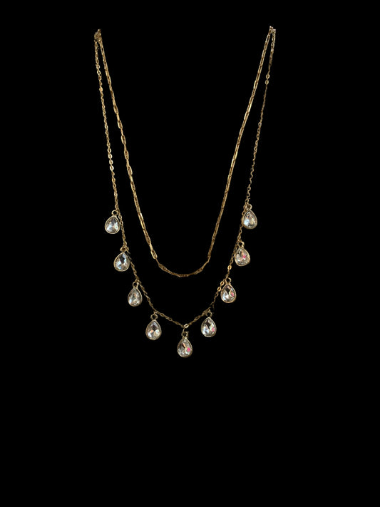 2 CHAIN SEVEN TEARDROP NECKLACE