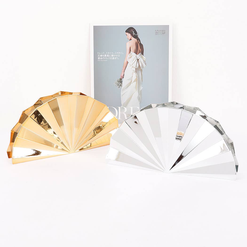 Metallic Fan Acrylic Party Clutch