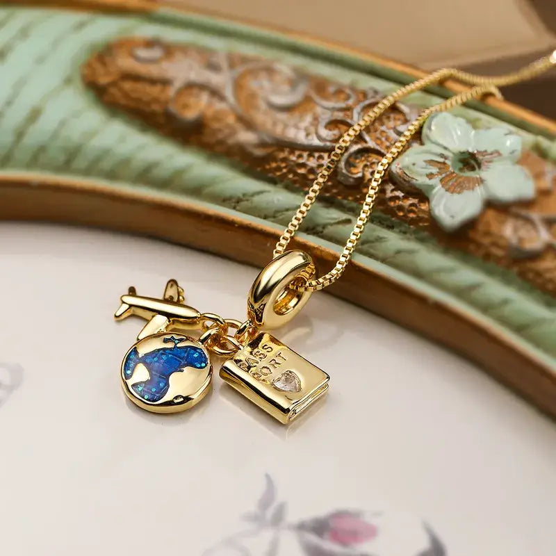 18K Gold Plated Camera Pendant Necklace – Travel Charm
