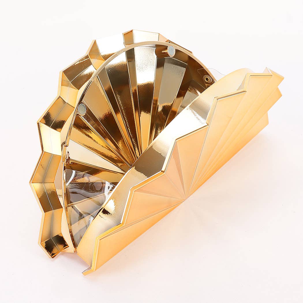Metallic Fan Acrylic Party Clutch