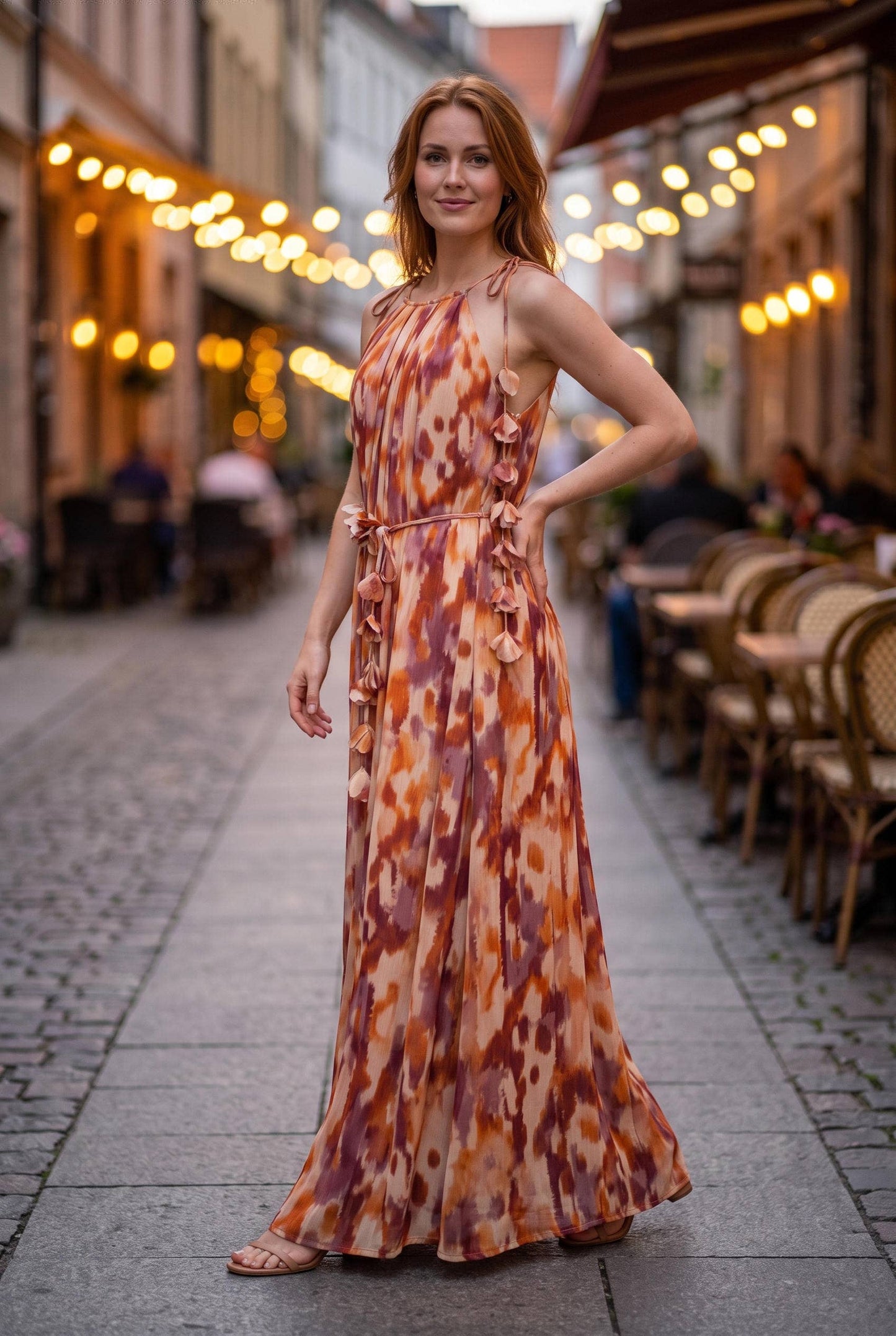 AMERIGO CASCADING FLOWER DRESS
