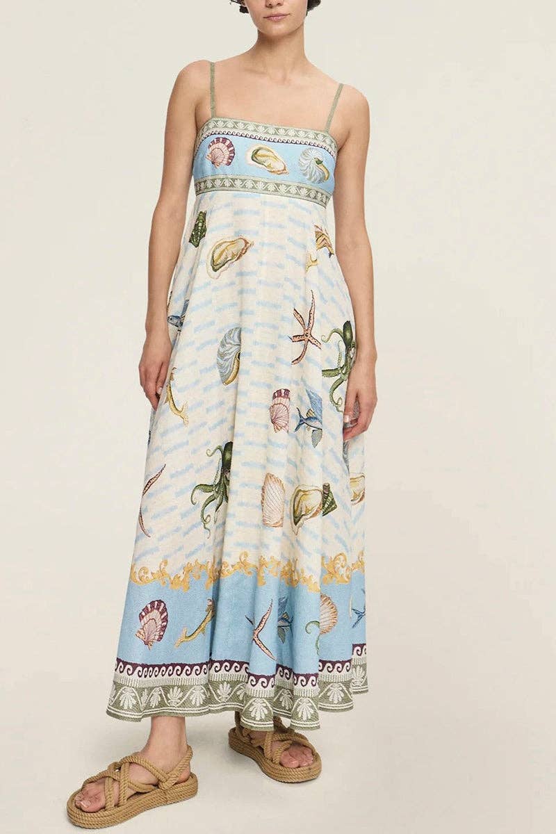 Colorful Pattern Sleeveless Maxi Dress