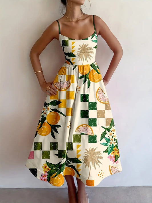 FLORA'S CHECKERED LEMONS & CHEETAH SUNDRESS