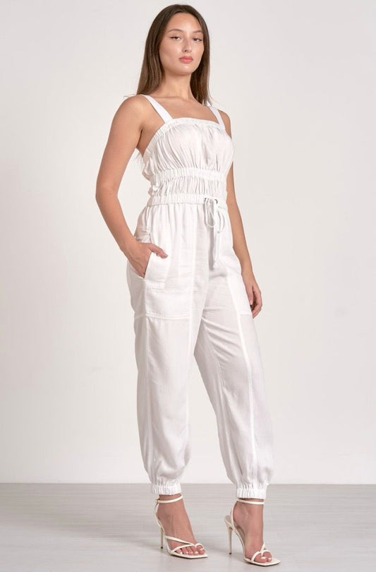 TIFFANY'S WHITE TANK STRAPS JUMPSUIT