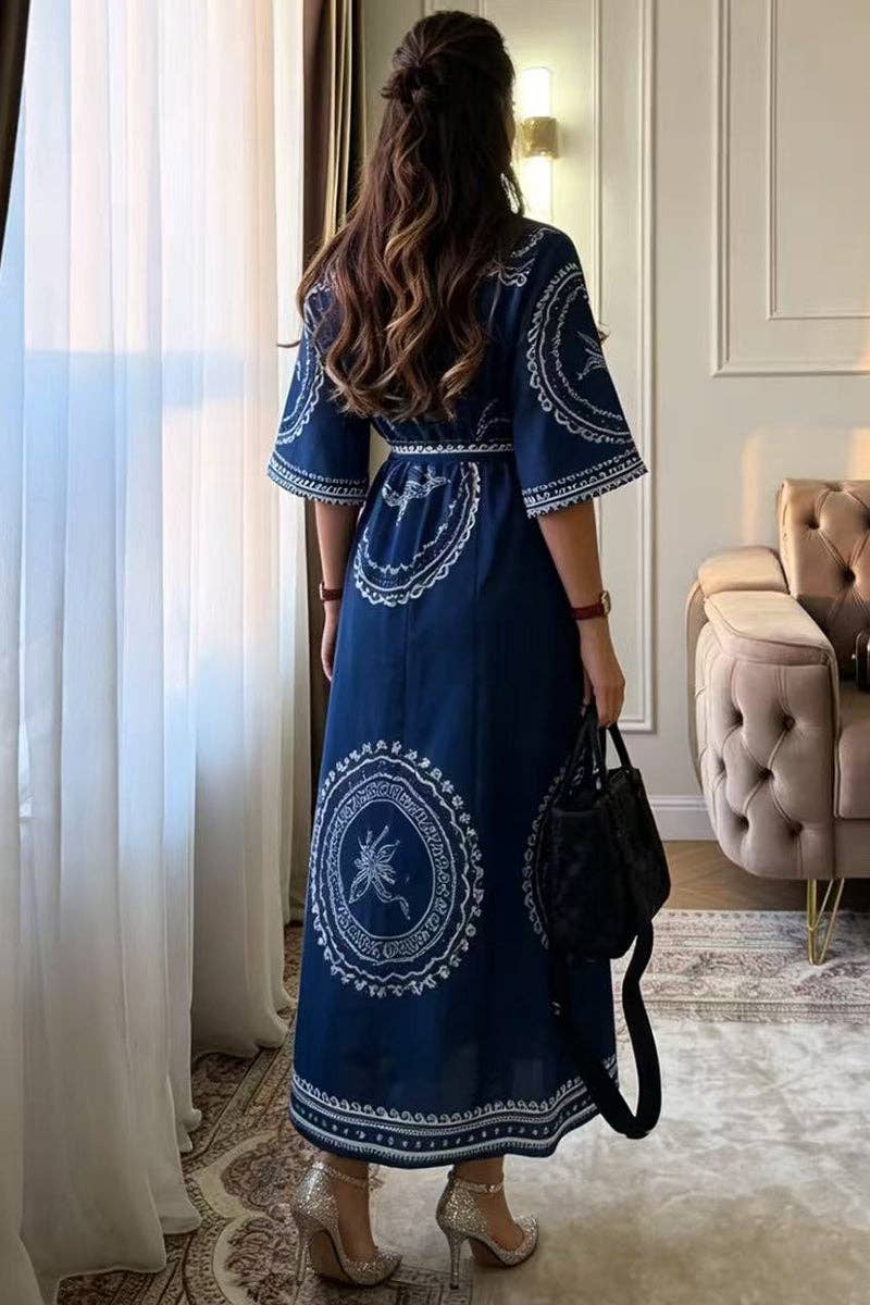 Ocean themed Print Button-Up Shirt Dress