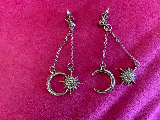 SILVER STARS & MOON EARRINGS