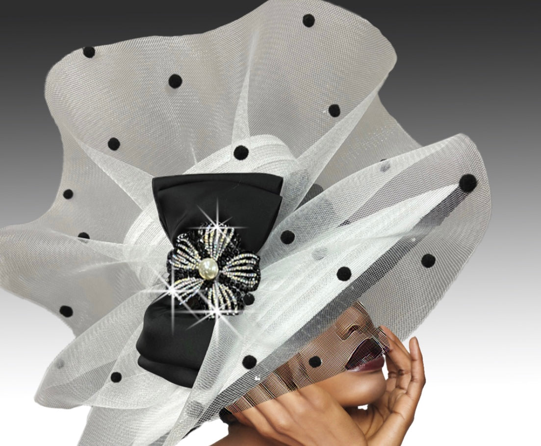 BLACK POLKA DOT DERBY HAT