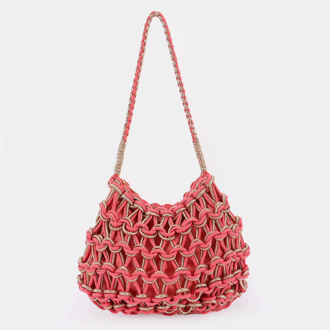 Handmade Metallic and Cotton Braided Handbag