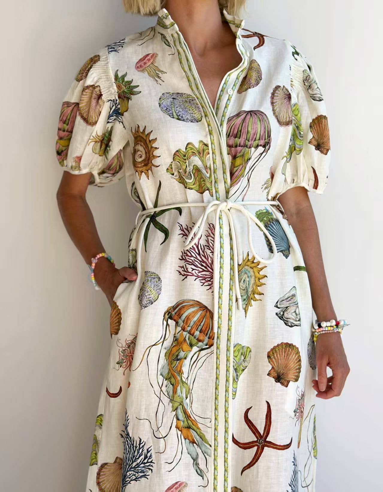 Seashell and Jellyfish Print Dress