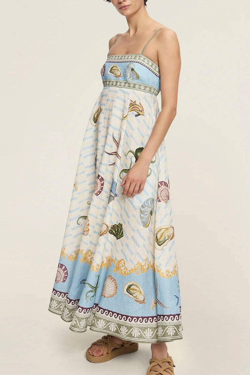 Colorful Pattern Sleeveless Maxi Dress
