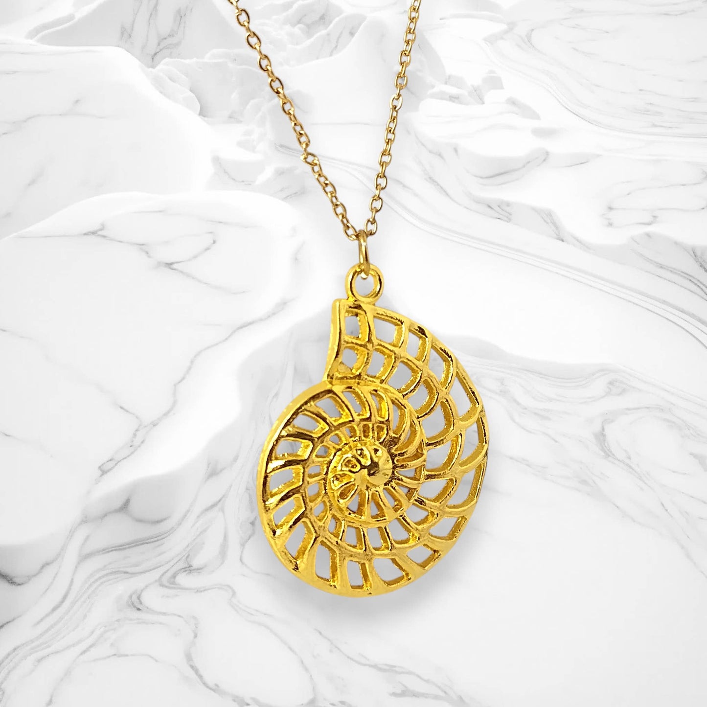 Golden Nautilus Shell Necklace