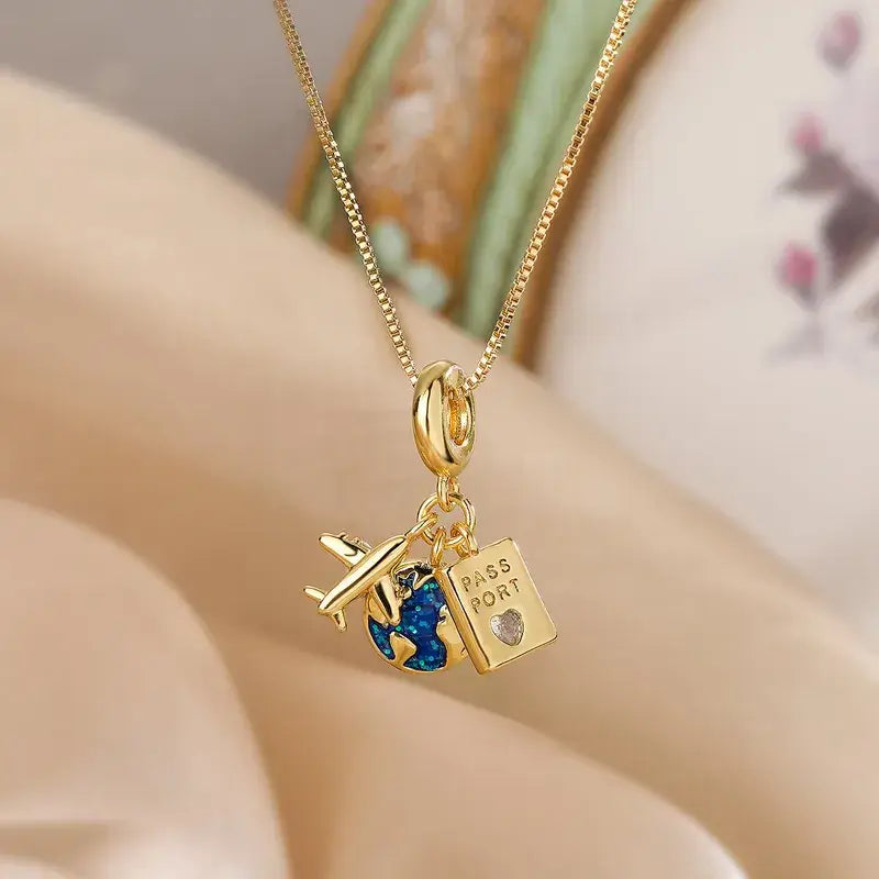 18K Gold Plated Camera Pendant Necklace – Travel Charm