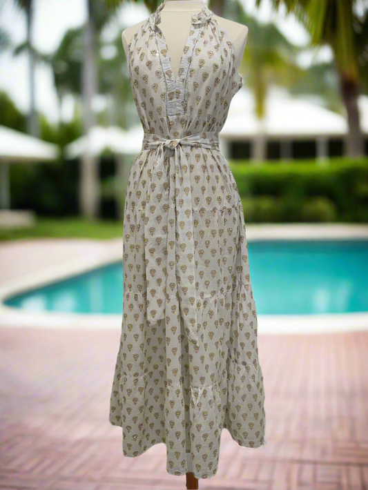 ORIENT WHITE COTTON MAXI DRESS