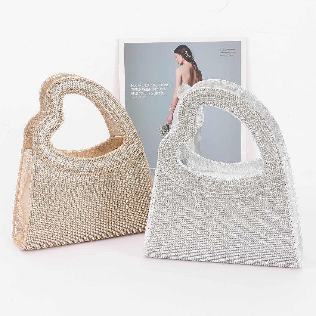 Heart Handle Rhinestone Clutch