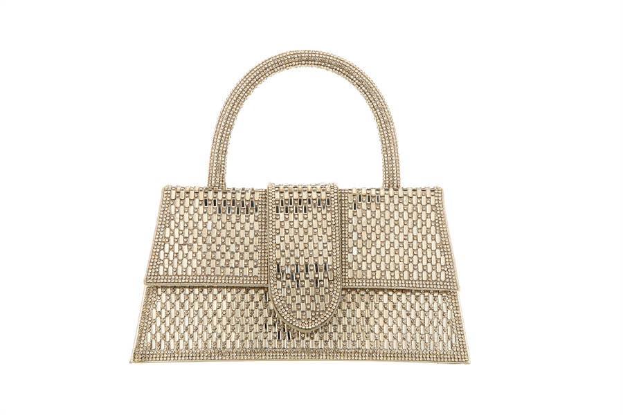Rhinestone Blinged Top Handle Evening Handbag