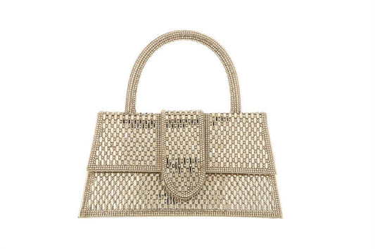 Rhinestone Blinged Top Handle Evening Handbag