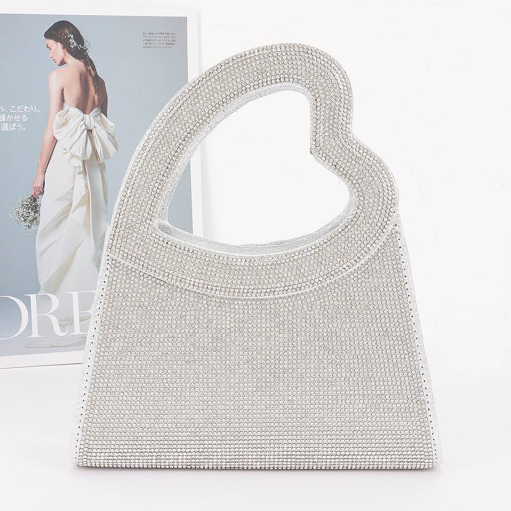 Heart Handle Rhinestone Clutch