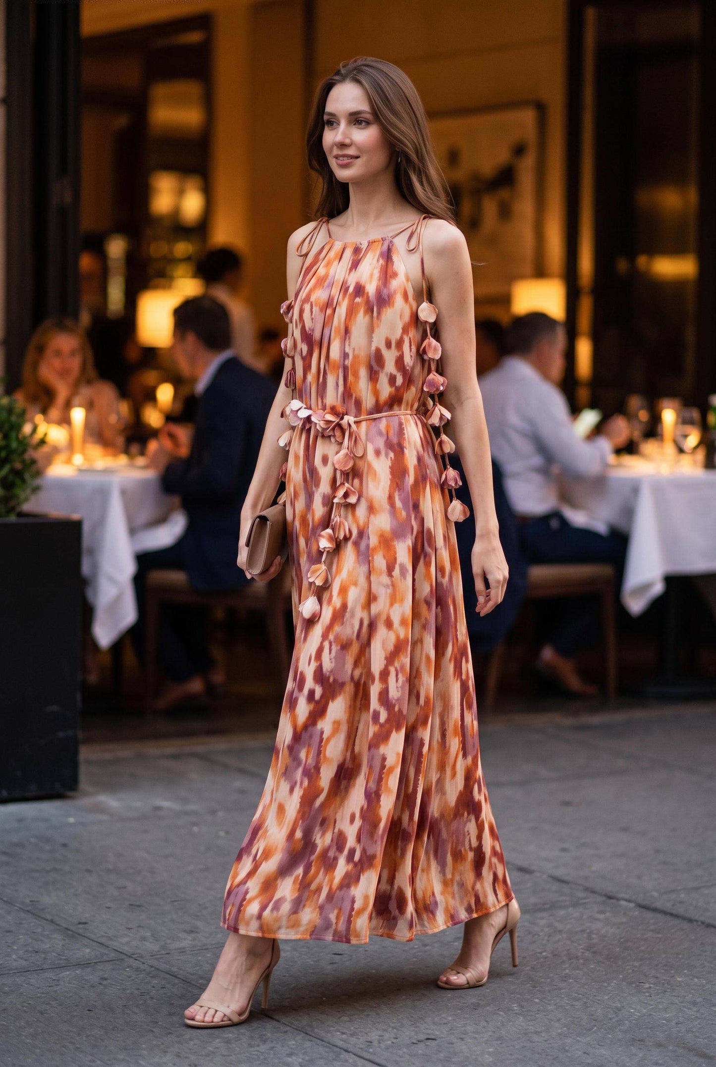 AMERIGO CASCADING FLOWER DRESS