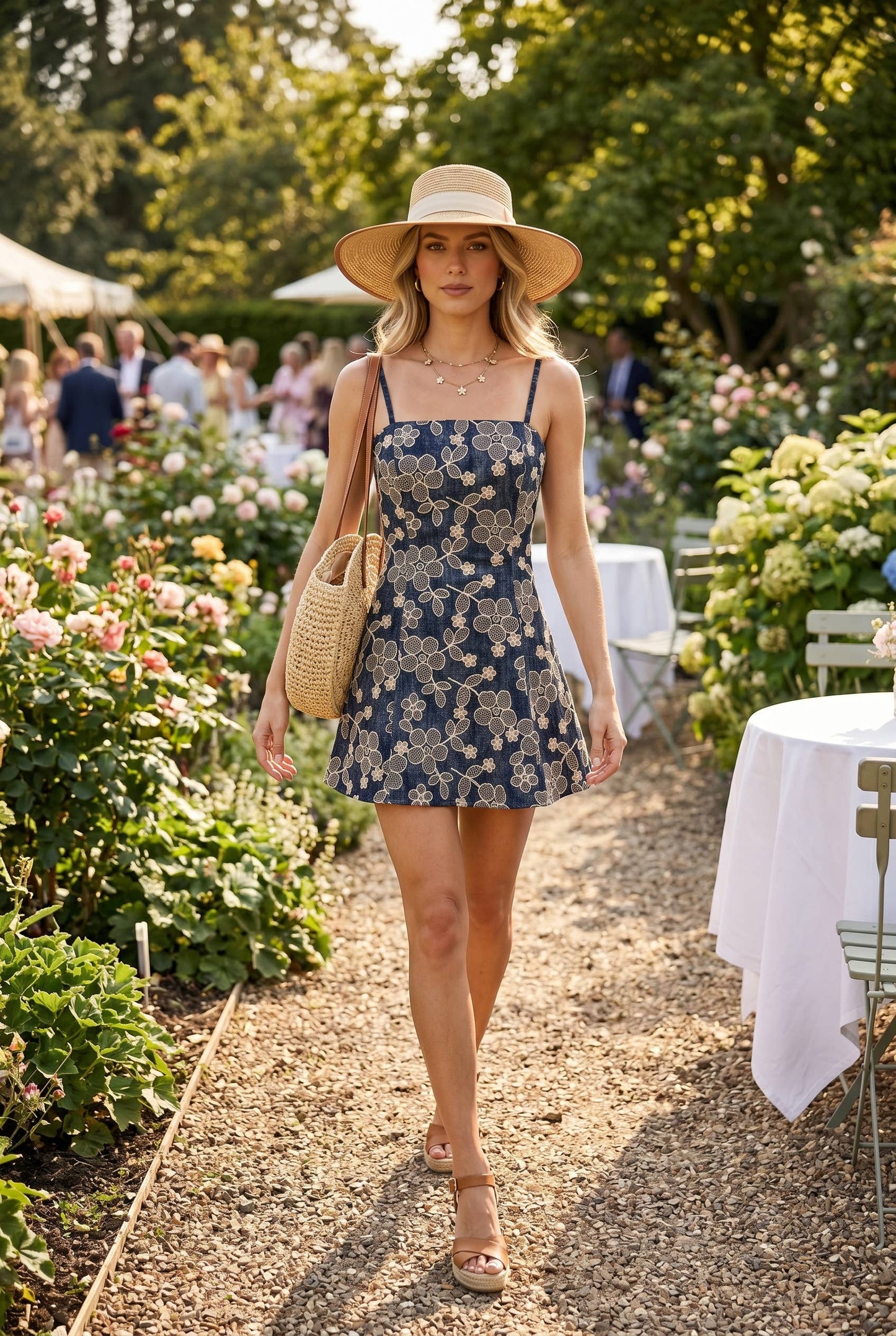 DESTINY DENIM EMROIDERED DRESS