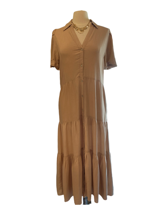 LILY'S SAND MIDI 3 TIER DRESS