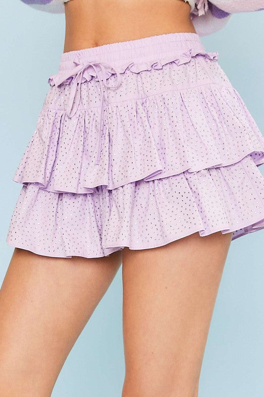 PERIWINKLE LAYERED RUFFLE SKORT