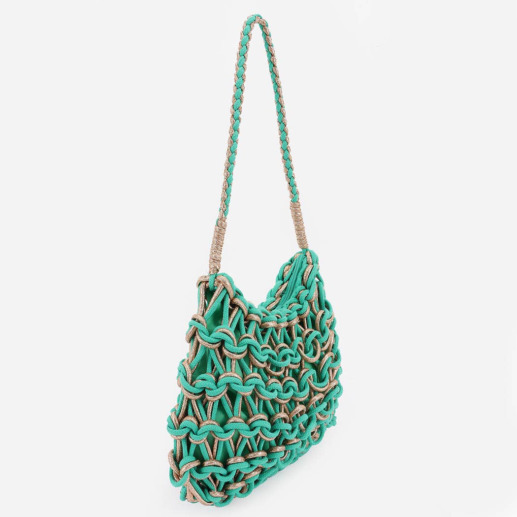 Handmade Metallic and Cotton Braided Handbag