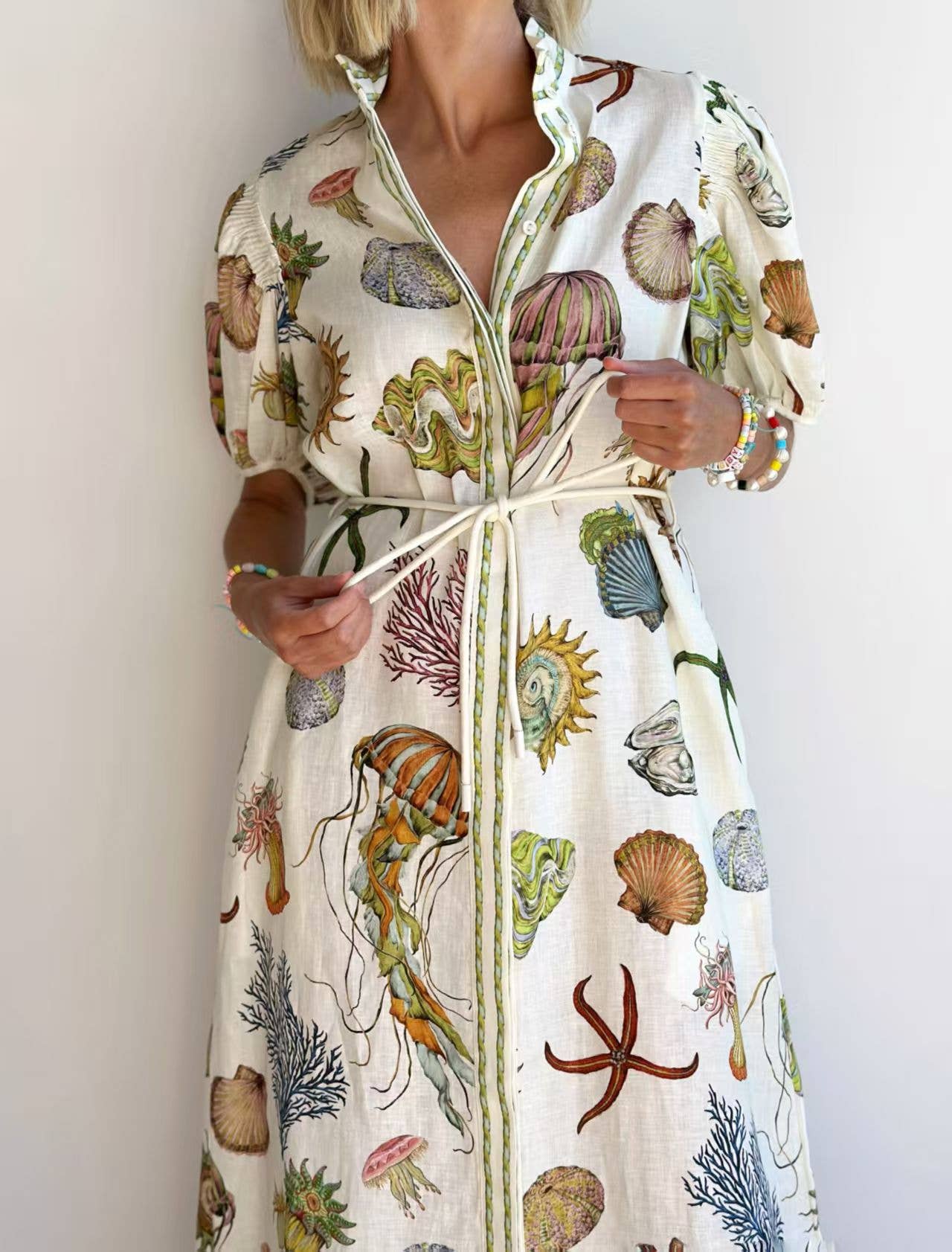 Seashell and Jellyfish Print Dress