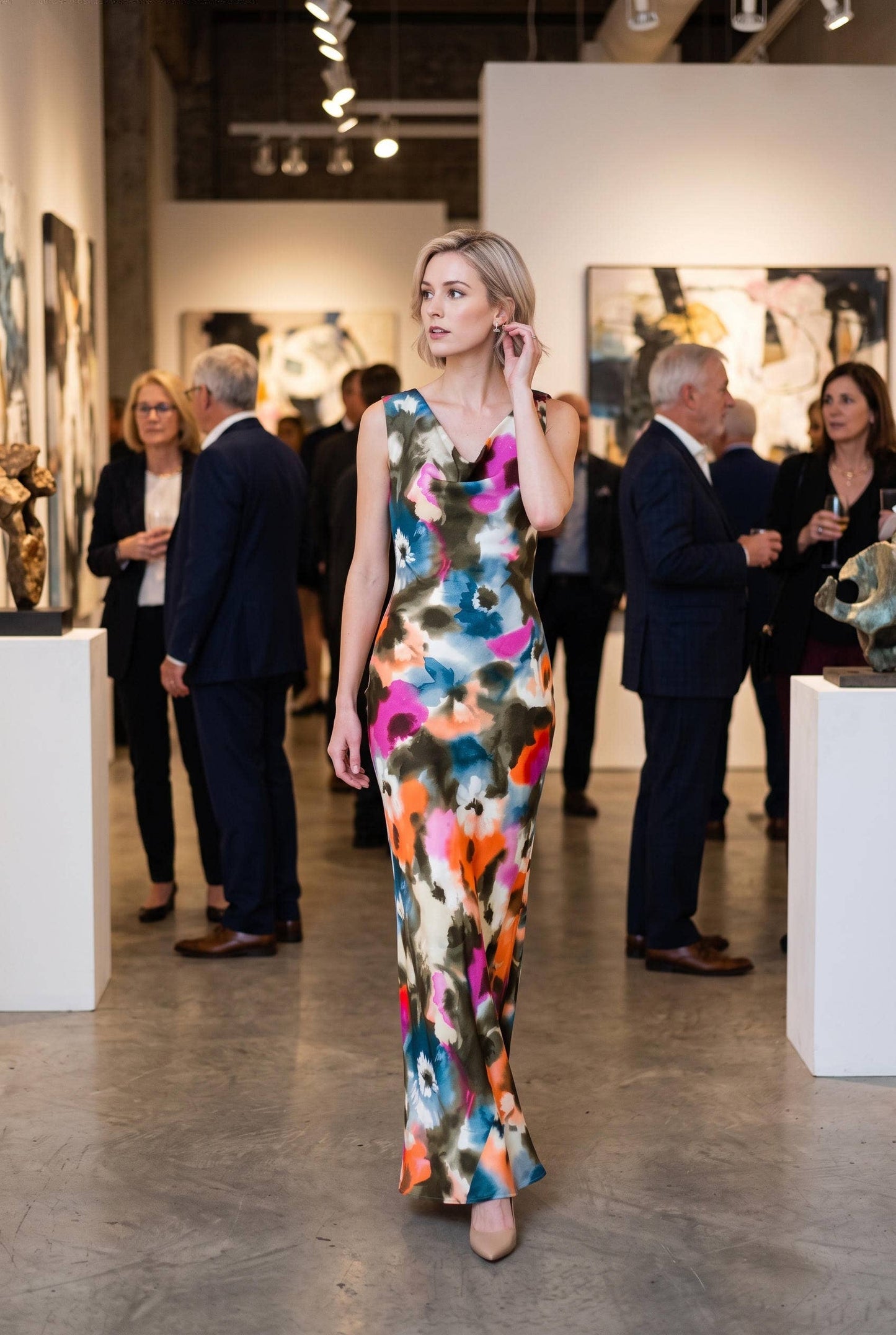 THAILAND FLORAL COWL NECK DRESS