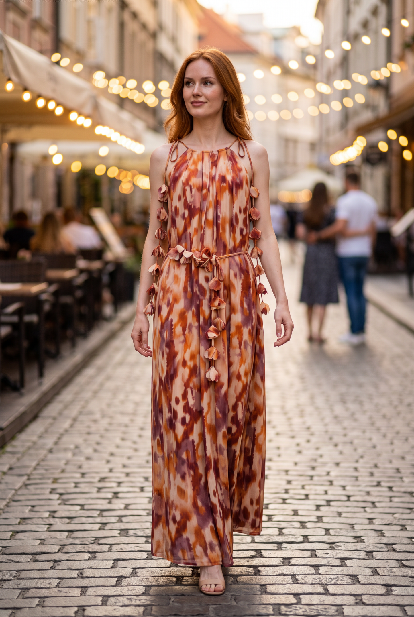 AMERIGO CASCADING FLOWER DRESS