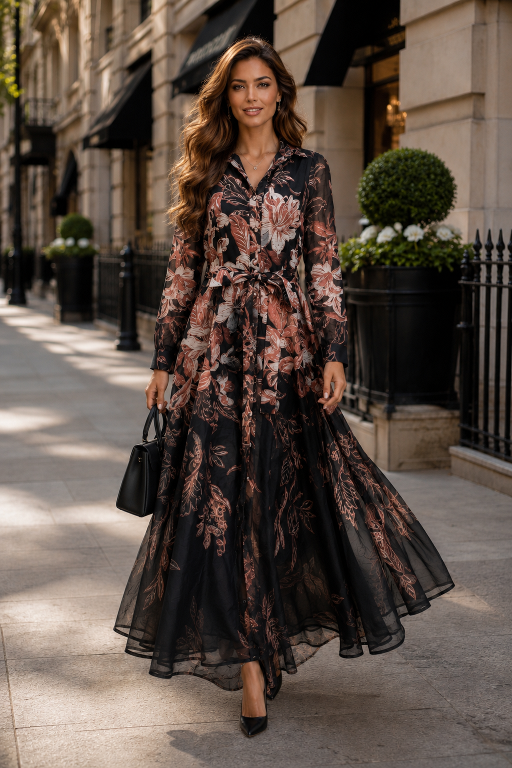 TWILIGHT GARDEN ORGANZA MAXI DRESS