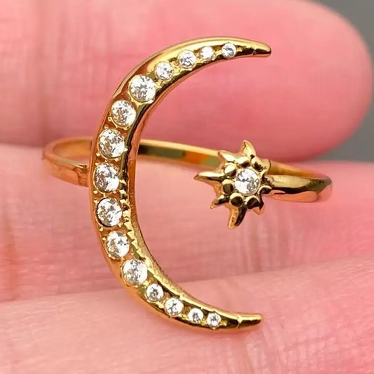 STAR & MOON ADJUSTABLE RING