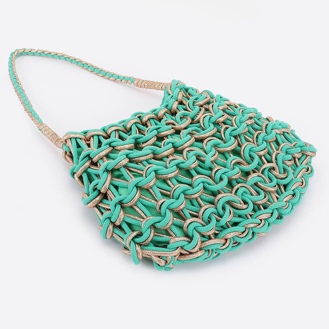 Handmade Metallic and Cotton Braided Handbag