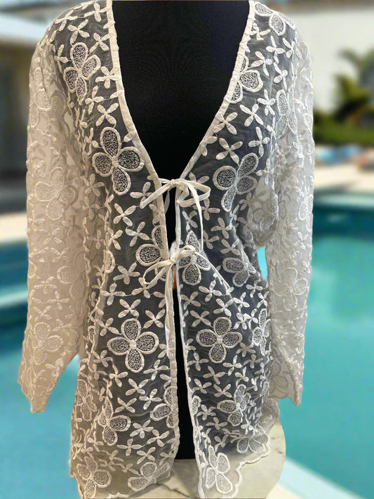 ARRIANA FLORAL LACE COVER UP