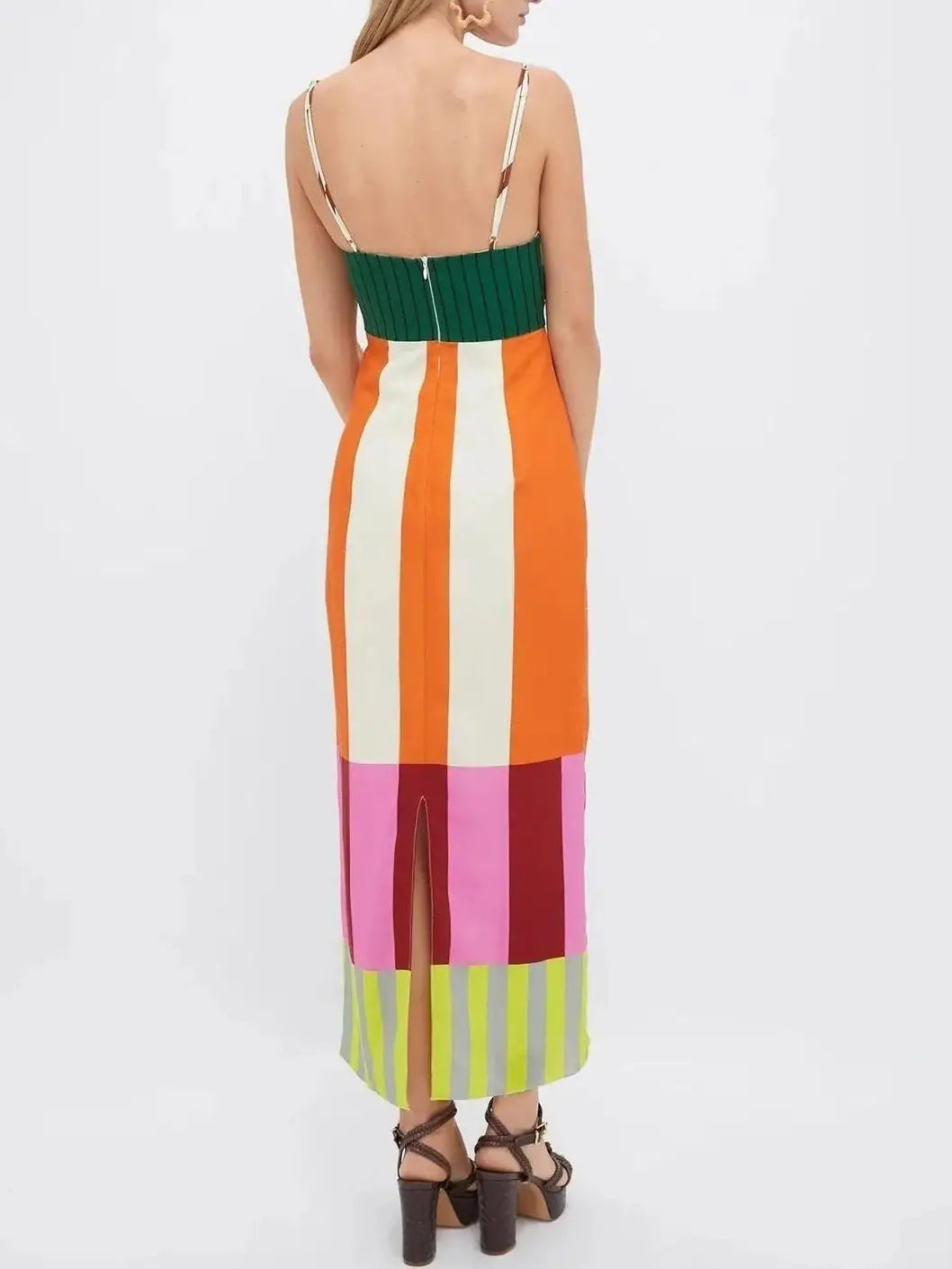 COLORFUL BLOCKED STRAPPY SUNDRESS