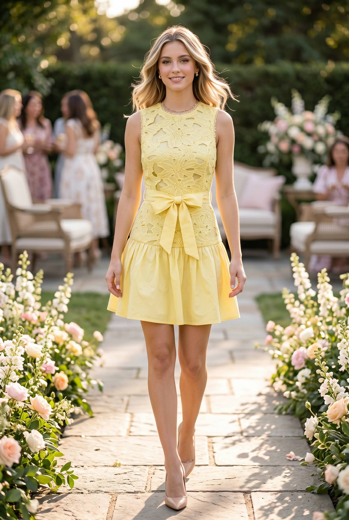 SAFFRON APPLIQUE DRESS
