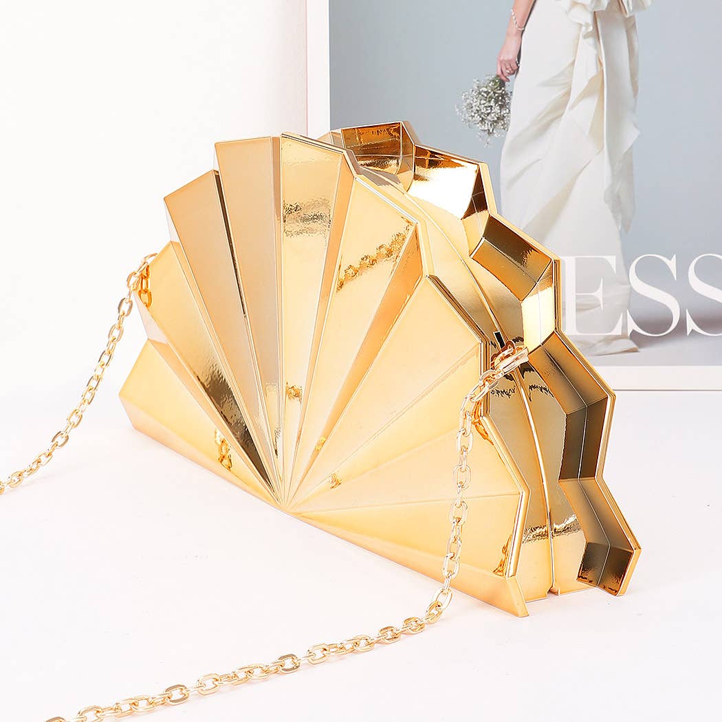 Metallic Fan Acrylic Party Clutch