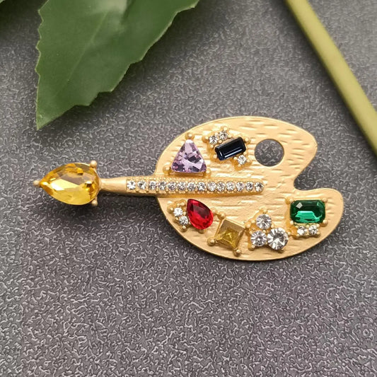 PAINT BRUSH AND PALETTE BROOCH