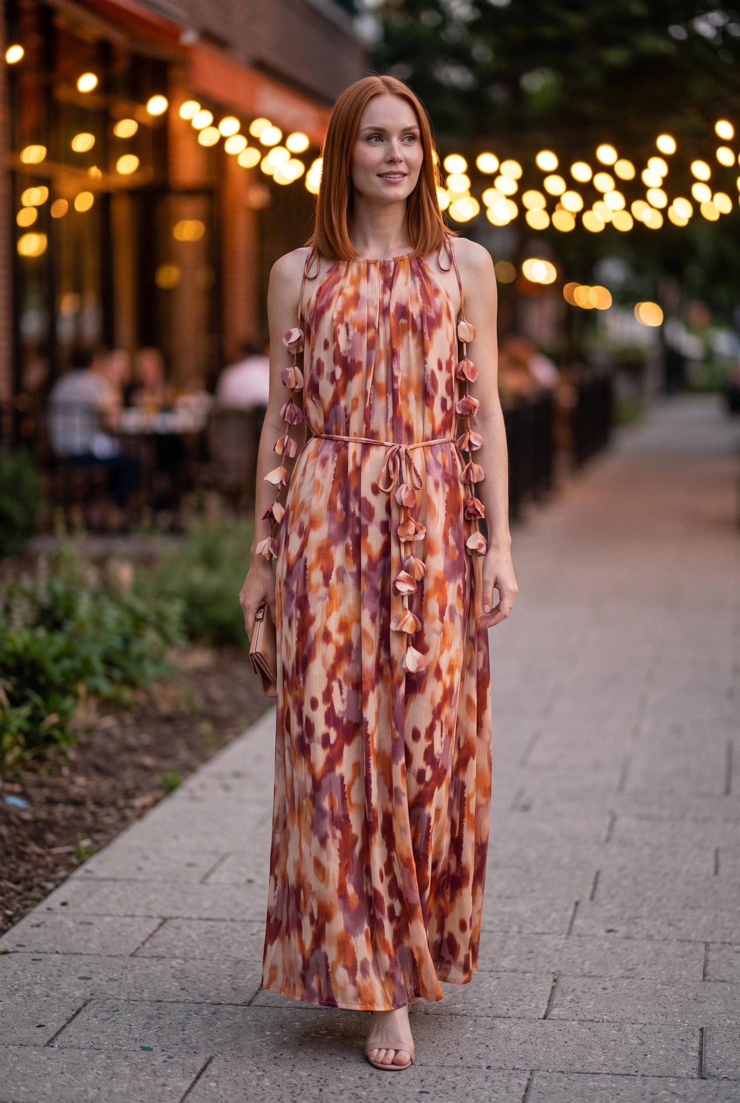 AMERIGO CASCADING FLOWER DRESS