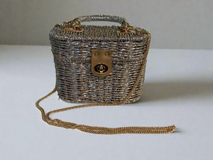WOVEN COTTON BASKET BAG
